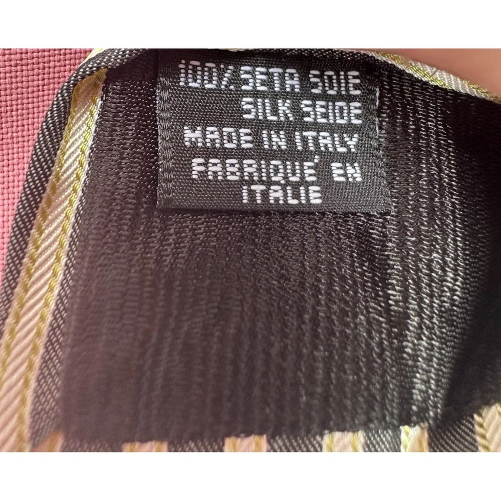 Givenchy Men's 100%‎ Silk Tie Gray & Ivory Diagonal Stripes Made in Italy 56 x 4